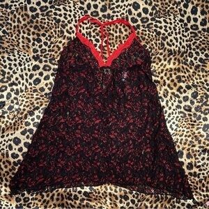 Secret Treasures Black and Red Lace Slip Dress
